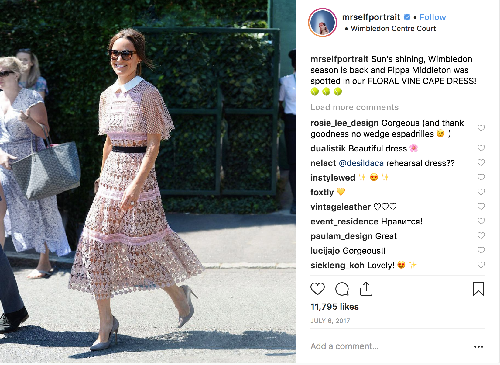 Self-Portrait Pippa Middleton Instagram Picture