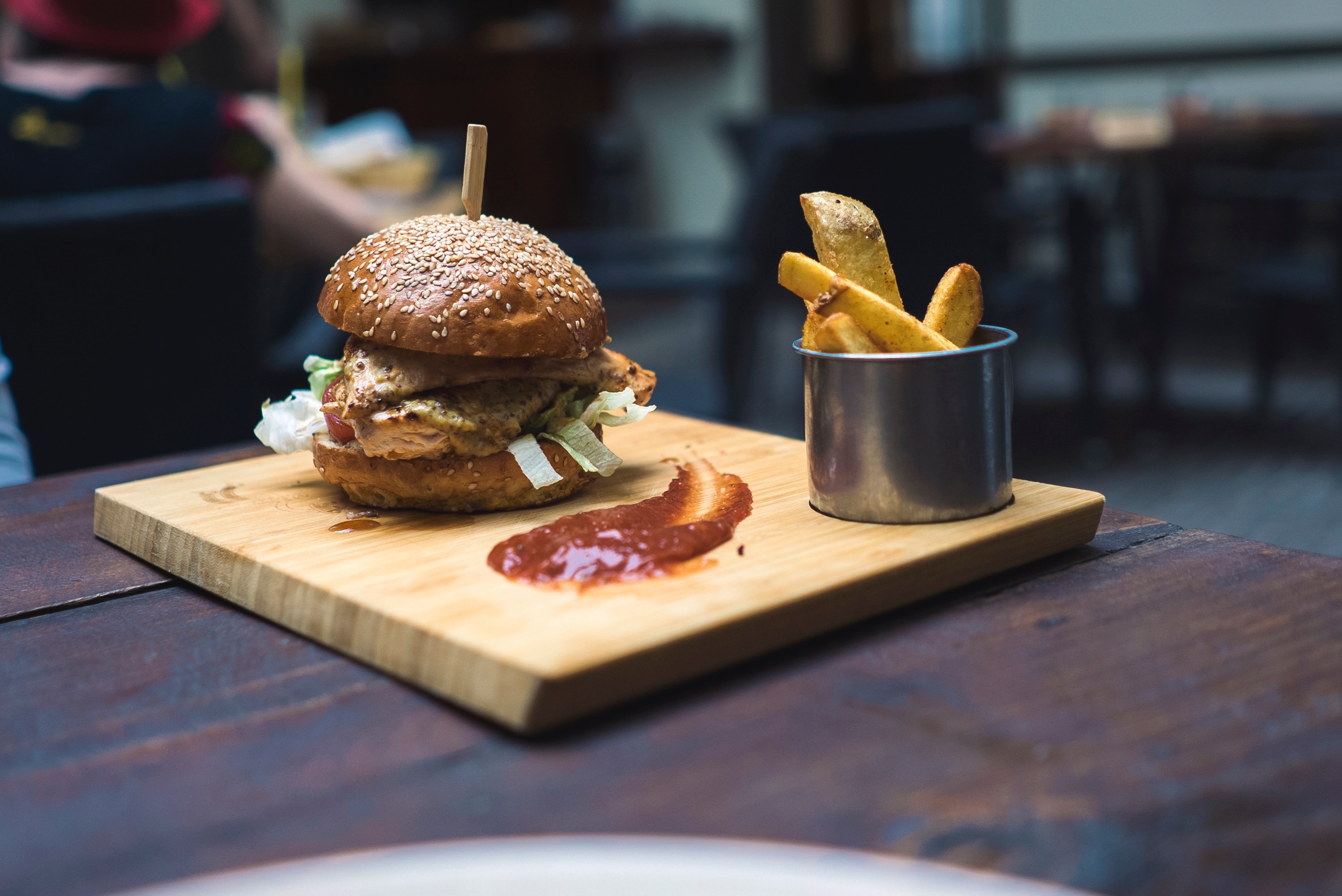 Fancy Burger And Fries For Hospitality Marketing Photo